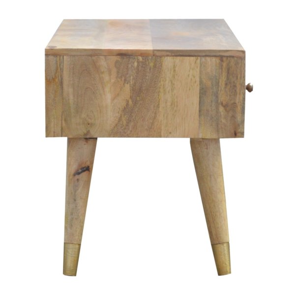 Solid Mango Wood Oak Finished 2 Drawers 1 Slot Gold Inlay Media Unit - Image 8