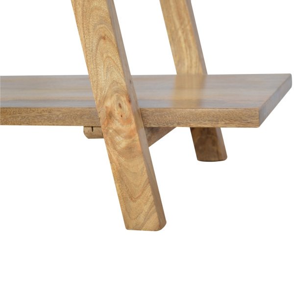 Solid Mango Wood Oak Finished Ladder Style Open Display Unit - Image 5