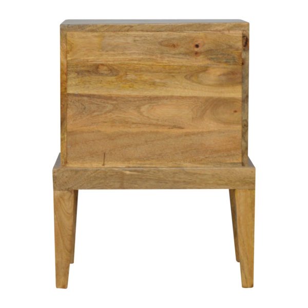 Solid Mango Wood Oak Finished 2 Drawer Bedside with T-Bar Knobs - Image 8
