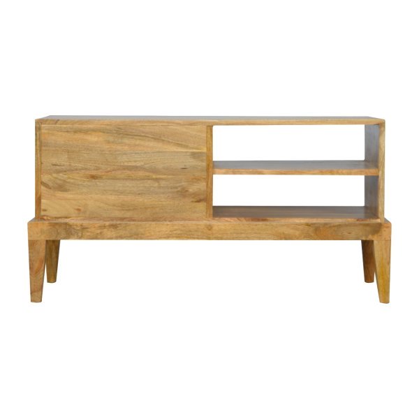 Solid Mango Wood Oak Finished 2 Drawer T-Bar Media Unit - Image 9