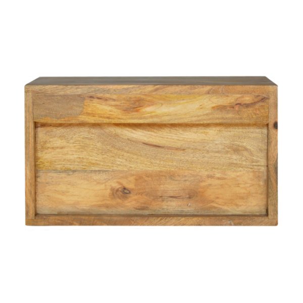 Solid Mango Wood Oak Finished 2 Drawer Wall Mounted Bedside - Image 5