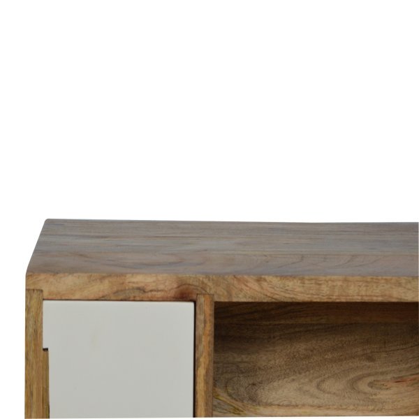 Solid Mango Wood Oak Finished Hand Painted 1 Door Tripod Bedside - Image 3