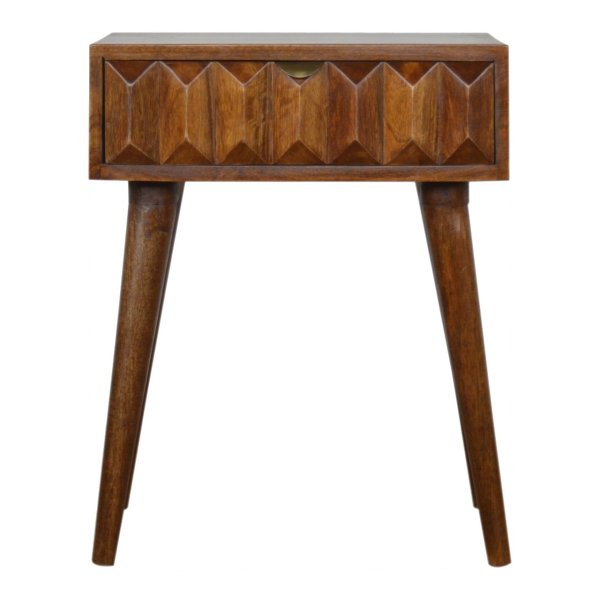 Solid Mango Wood Chestnut Finished 1 Drawer Bedside