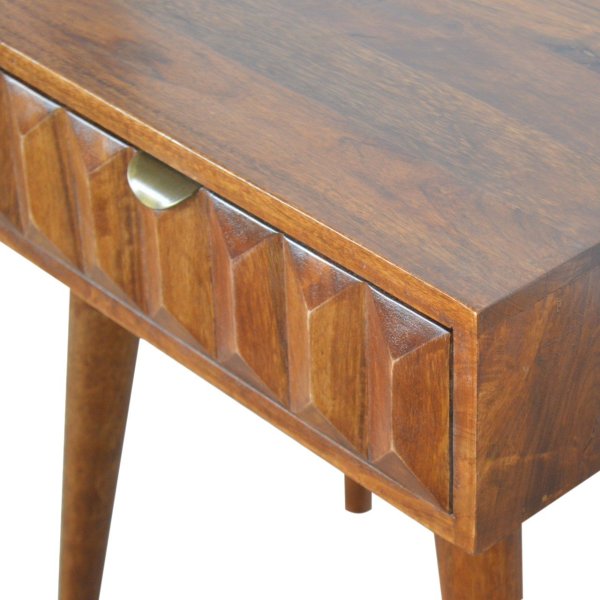 Solid Mango Wood Chestnut Finished 1 Drawer Bedside - Image 5