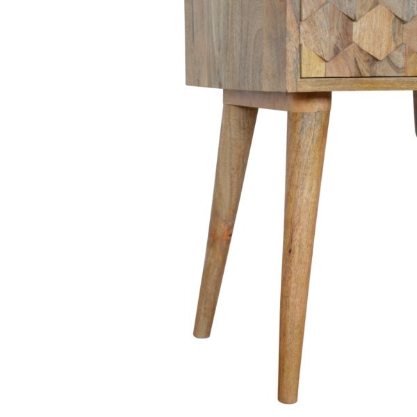 Solid Mango Wood Oak Finished 1 Drawer Pineapple Carved Oak Finished Bedside - Image 7