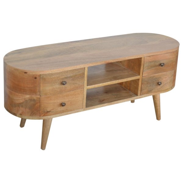 Solid Mango Wood Rounded Entertainment Unit - Image 3