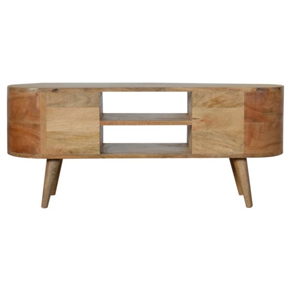 Solid Mango Wood Rounded Entertainment Unit - Image 9