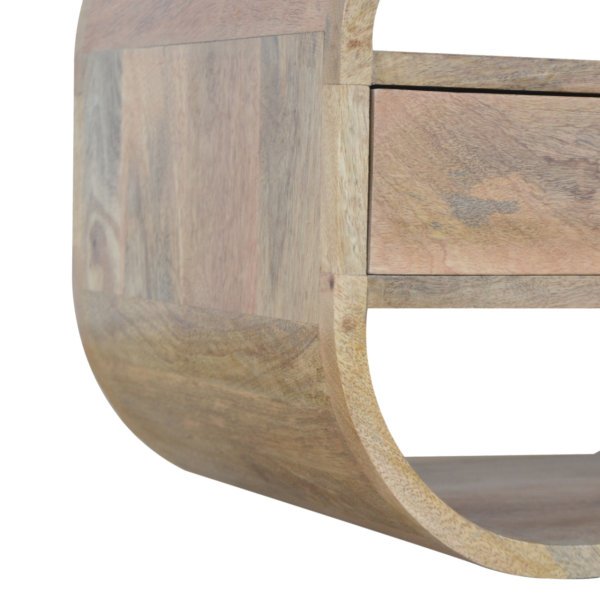 Solid Mango Wood Oak Finished Circular Media Unit - Image 7