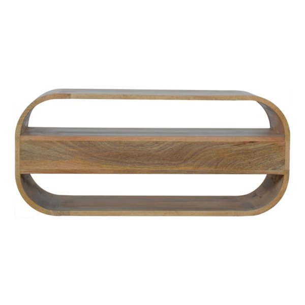 Solid Mango Wood Oak Finished Circular Media Unit - Image 9