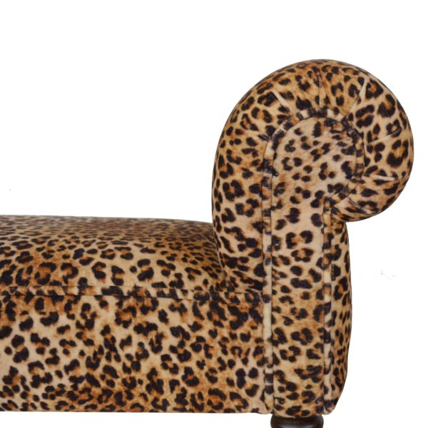 Solid Mango Wood Leopard Print Velvet Bench - Image 4
