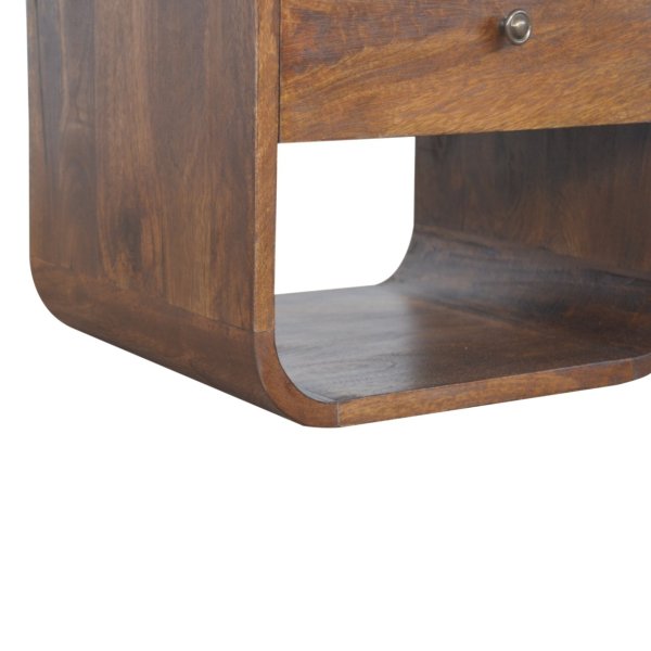Solid Mango Wood Chestnut Finished Curved Edge Bedside - Image 4