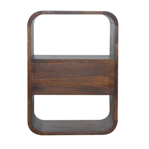 Solid Mango Wood Chestnut Finished Curved Edge Bedside - Image 8