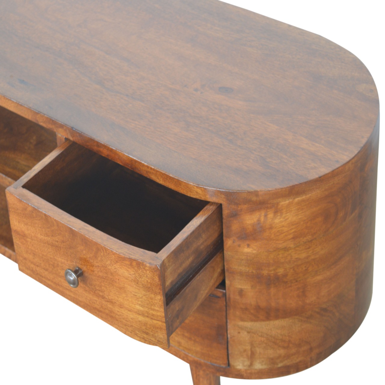 Solid Mango Wood Chestnut Rounded Entertainment Unit - Image 5