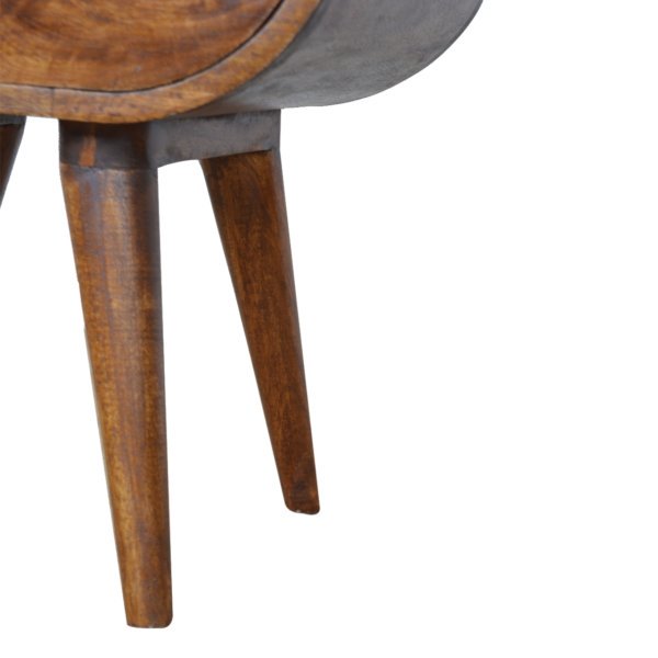 Solid Mango Wood Chestnut Finished Circular Bedside - Image 6