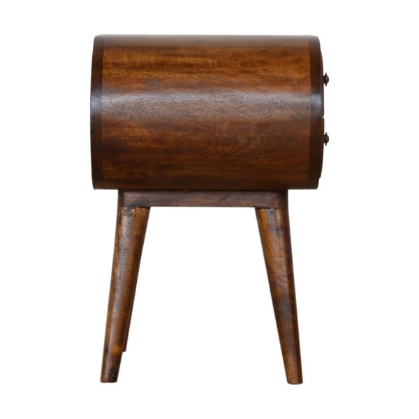 Solid Mango Wood Chestnut Finished Circular Bedside - Image 7