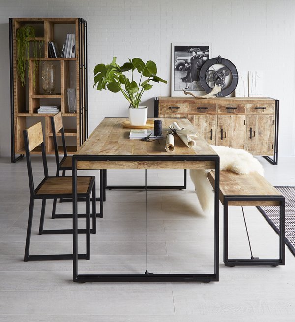Cosmo Industrial Metal & Wood Dining Table - Medium - Image 4