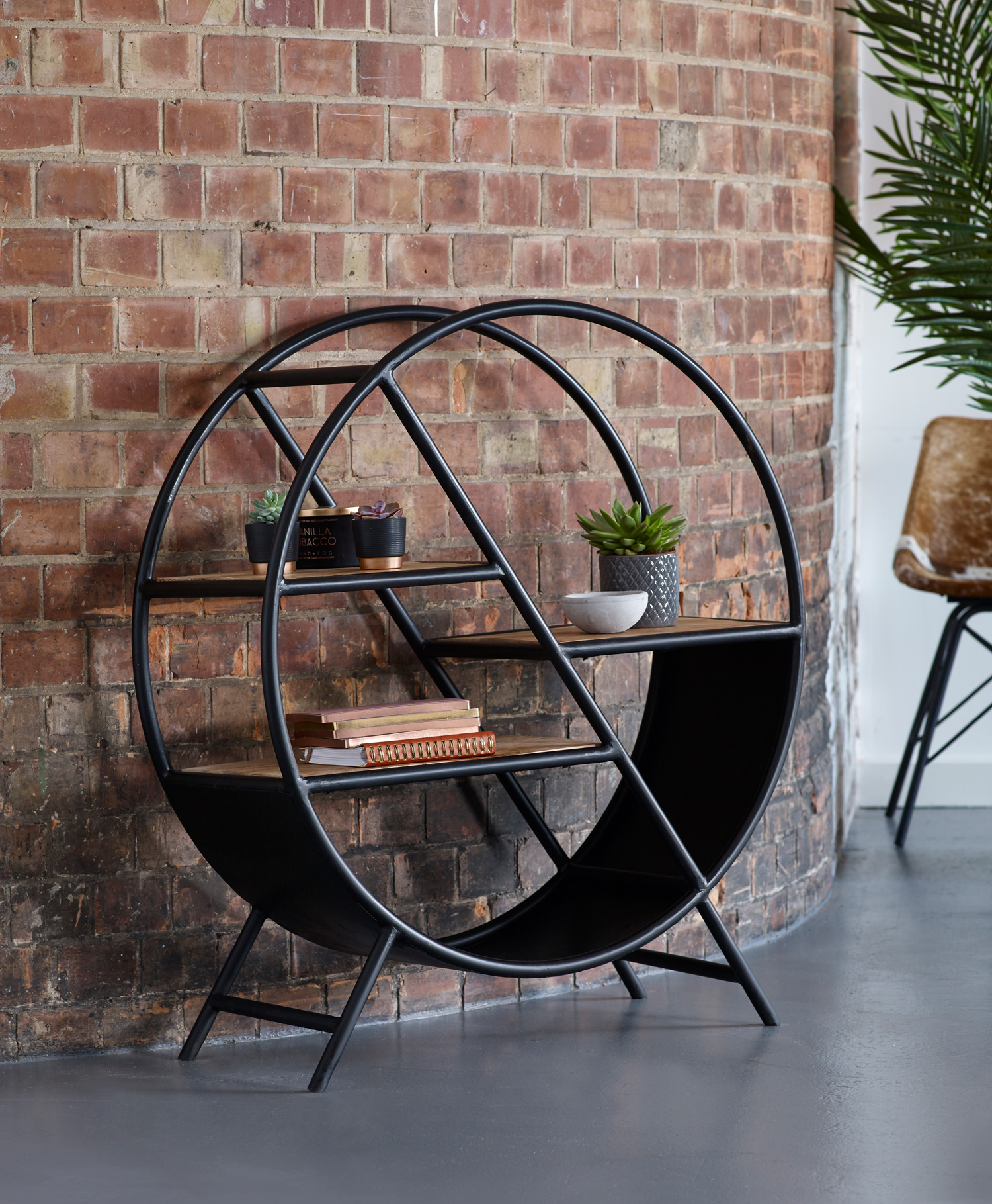 Cosmo Industrial Round Open Bookcase - Image 4