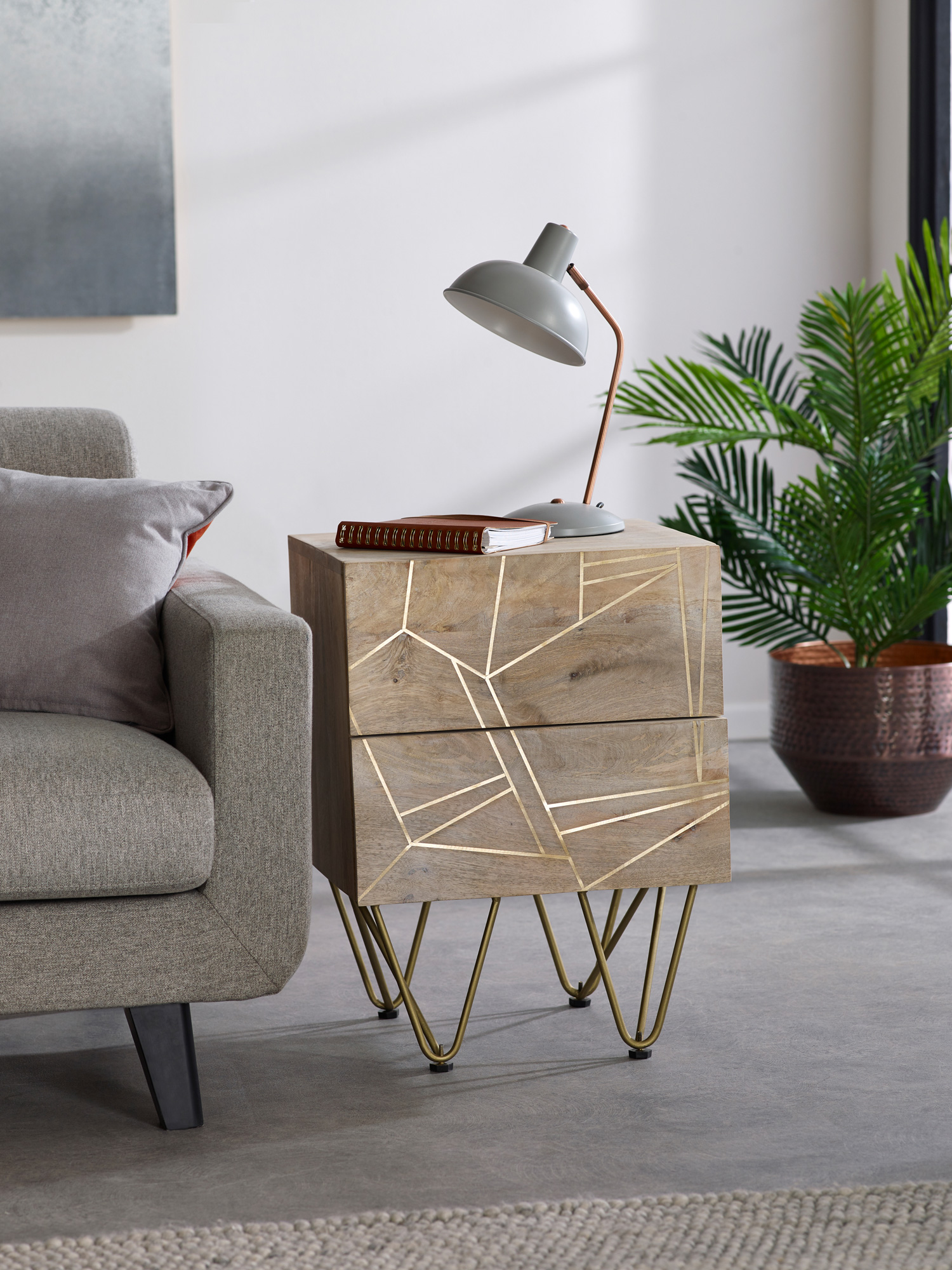 Light Gold 2 Drawer Side Table - Image 7