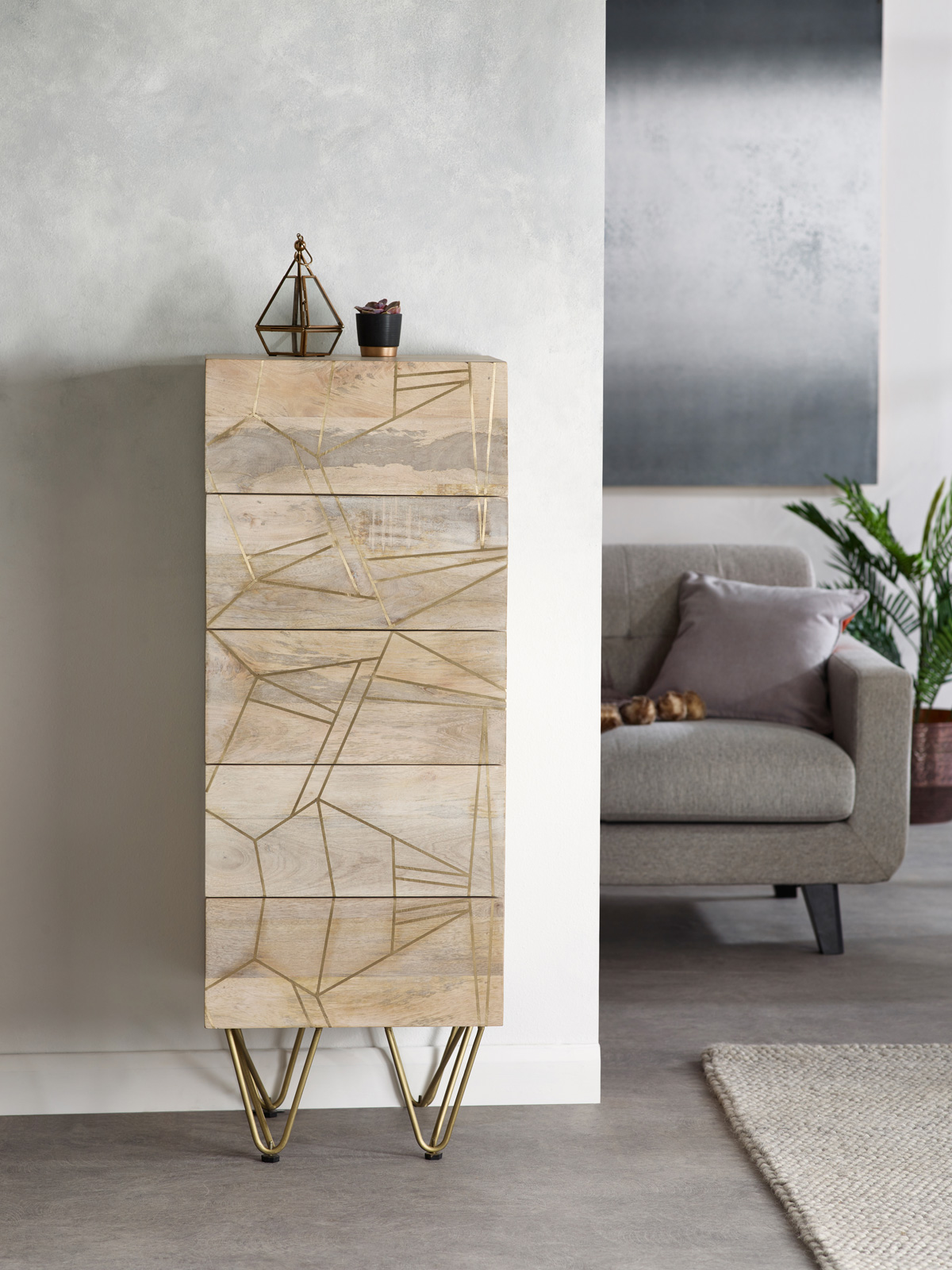 Light Gold Tall Chest of Drawers - Image 8