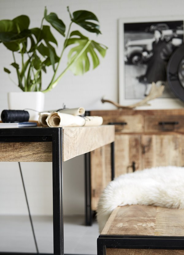 Cosmo Industrial Metal & Wood Dining Table - Medium - Image 2