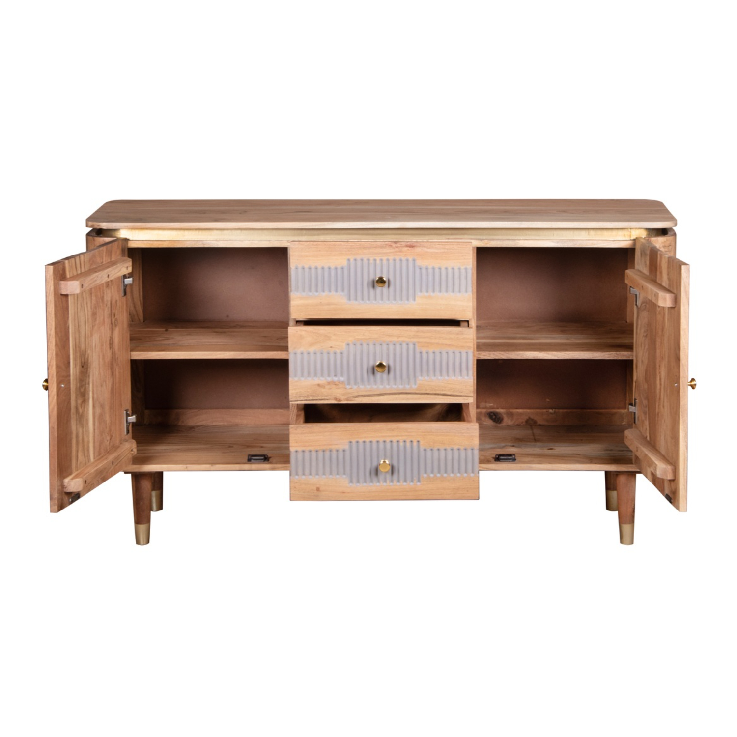 Wilton Acacia Wood 2 Doors 3 Drawers Sideboard - Image 3