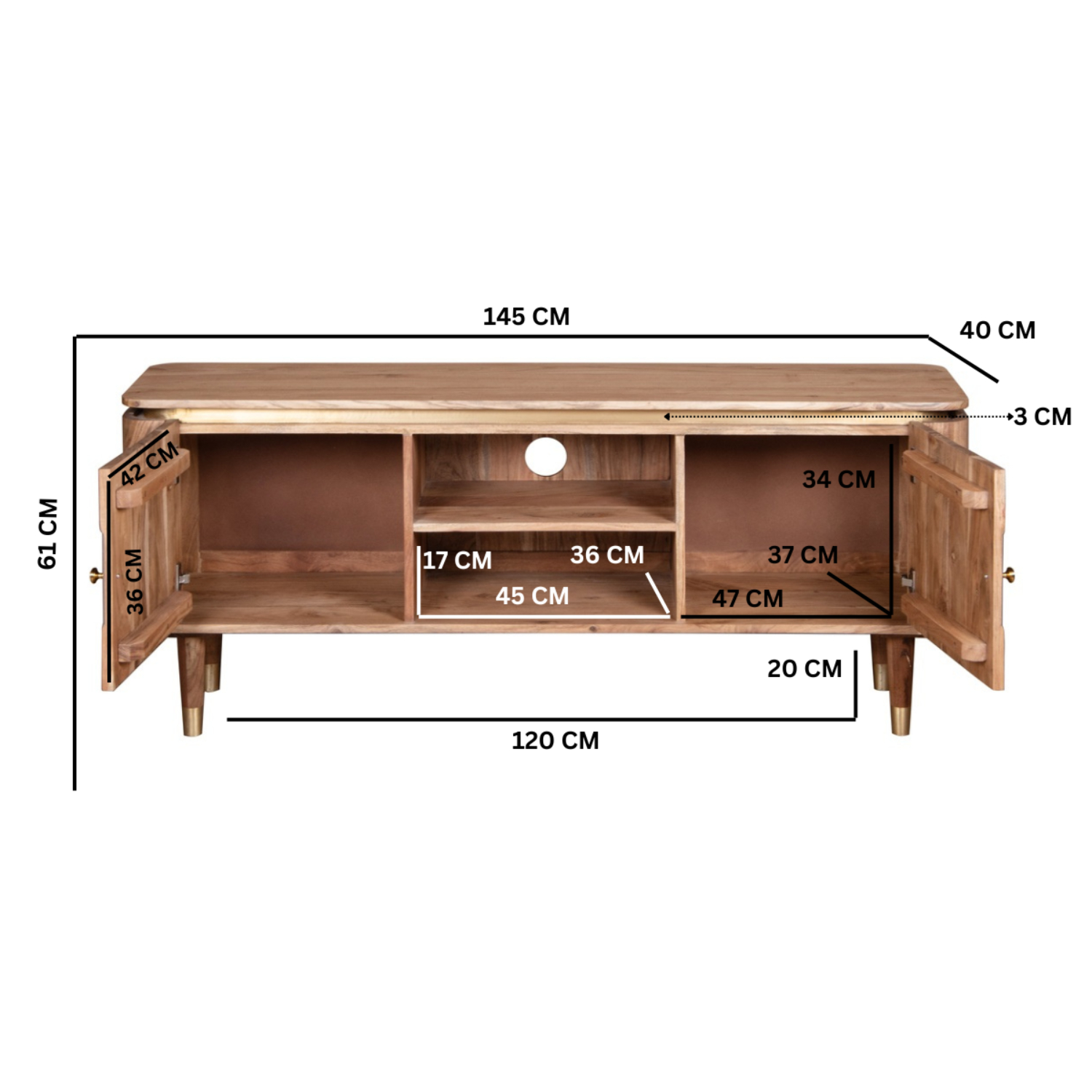 Wilton Acacia Wood TV unit - Image 5