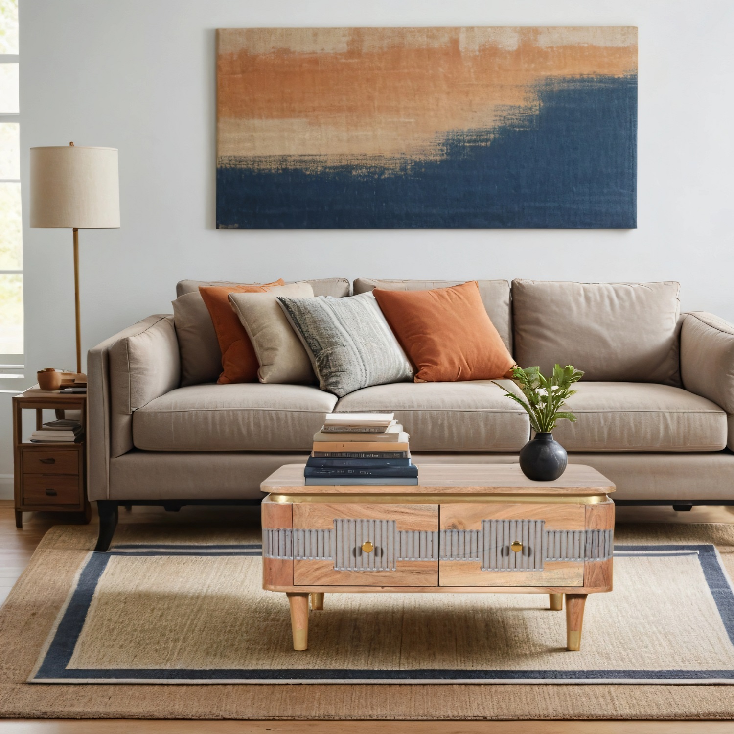 Wilton Acacia Wood 2 Drawers Coffee Table - Image 6