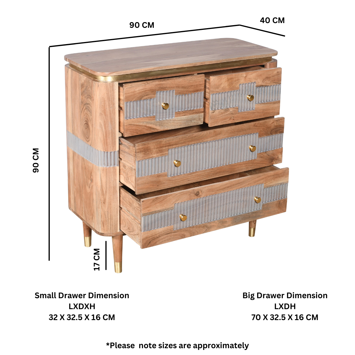 Wilton Acacia Wood 4 Drawers Chest - Image 5