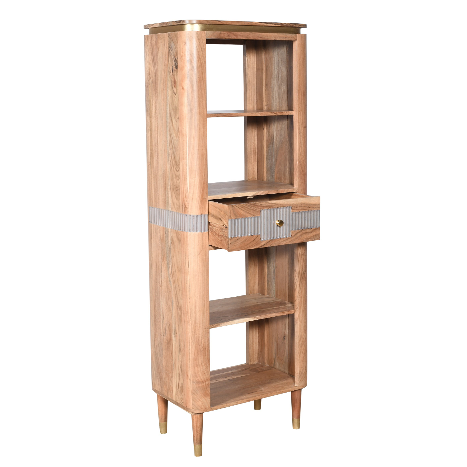 Wilton Acacia Wood 1 Drawers Open Bookcase - Image 2