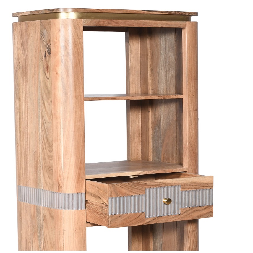 Wilton Acacia Wood 1 Drawers Open Bookcase - Image 3