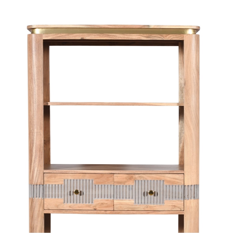 Wilton Acacia Wood 2 Drawers Open Bookcase - Image 2