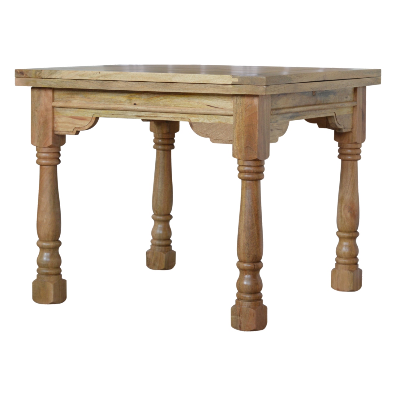 Solid Mango Wood Granary Turned-Leg Butterfly Dining Table