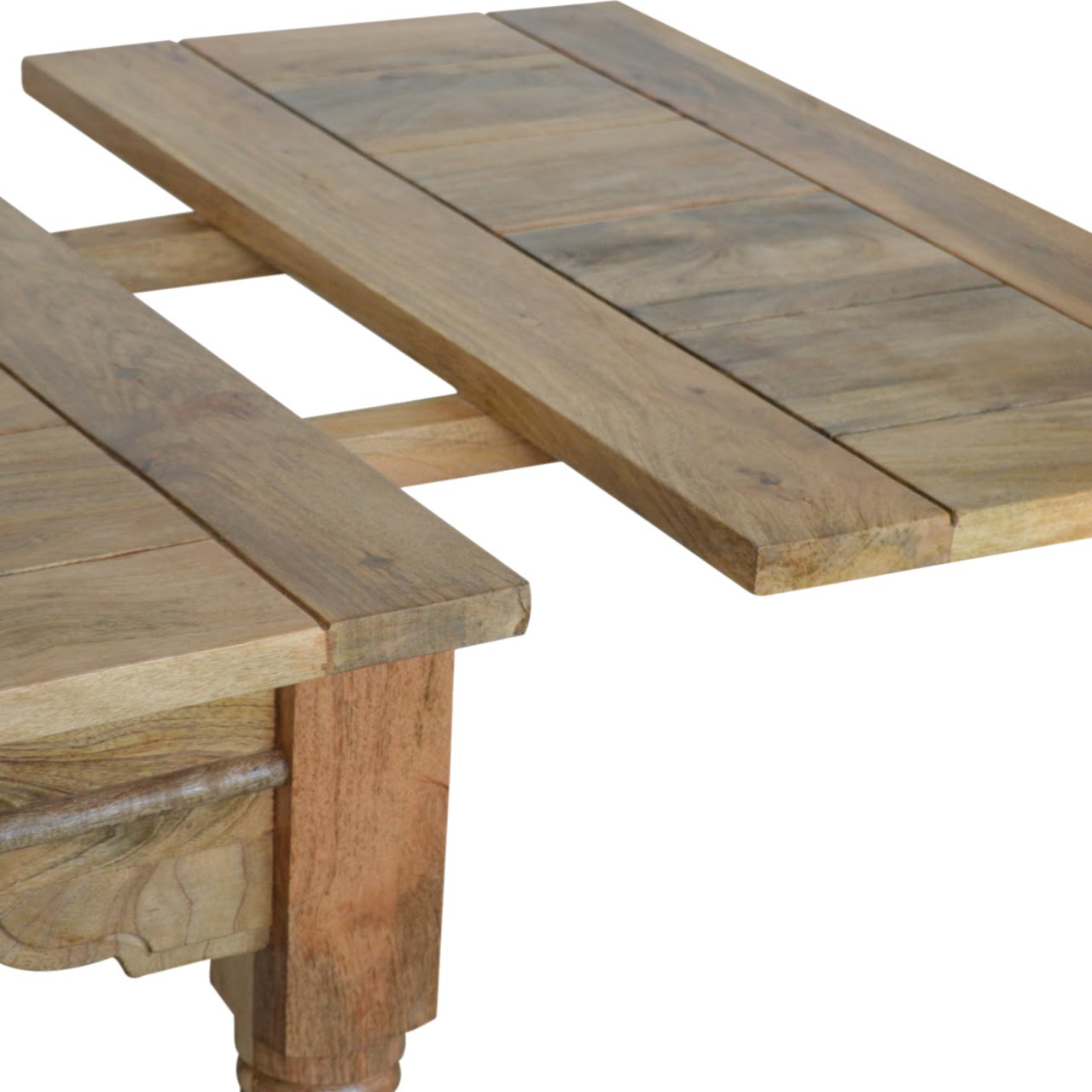 Solid Mango Wood Distresed Oak Finished Granary Extension 165-255cm Dining Table - Image 7