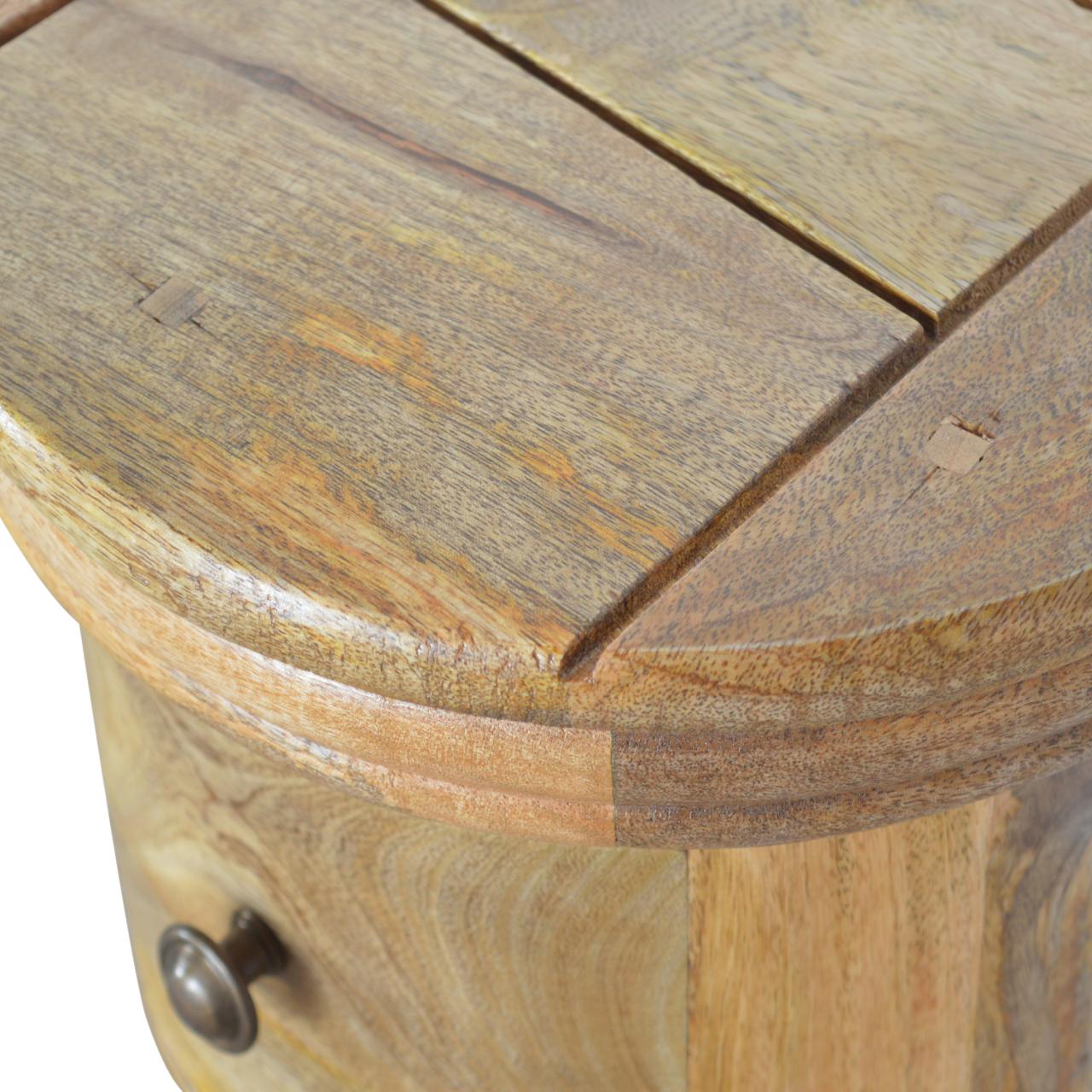 Solid Mango Wood Oak Finished Five Drawer Round Chest - Image 4