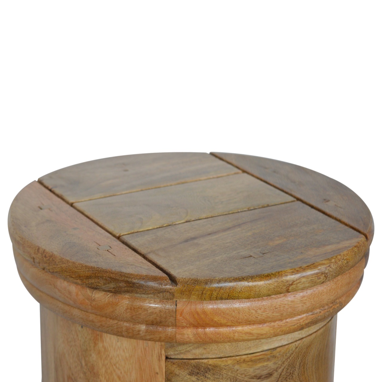 Solid Mango Wood Oak Finished Five Drawer Round Chest - Image 5