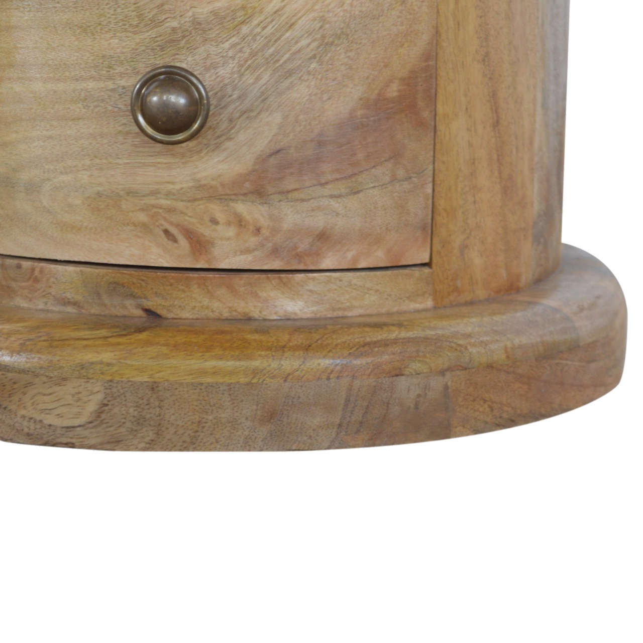 Solid Mango Wood Oak Finished Five Drawer Round Chest - Image 6