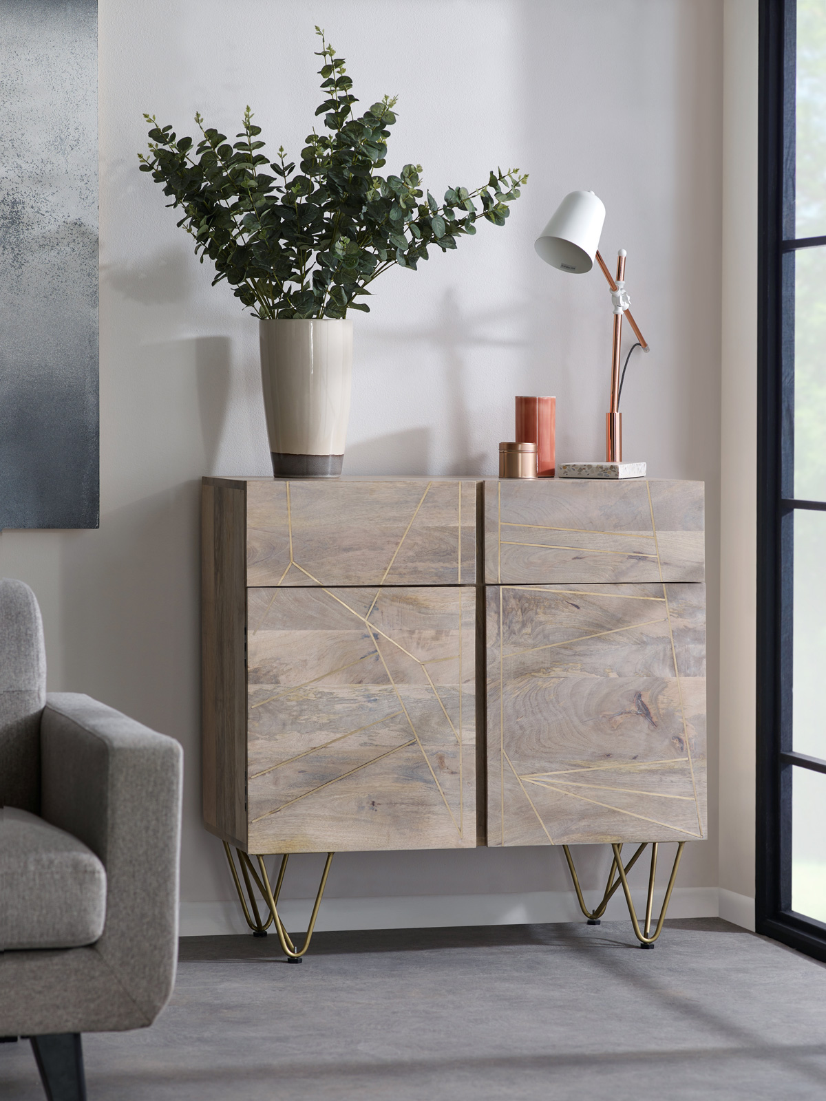 Light Gold 2 Door Medium Sideboard - Image 8