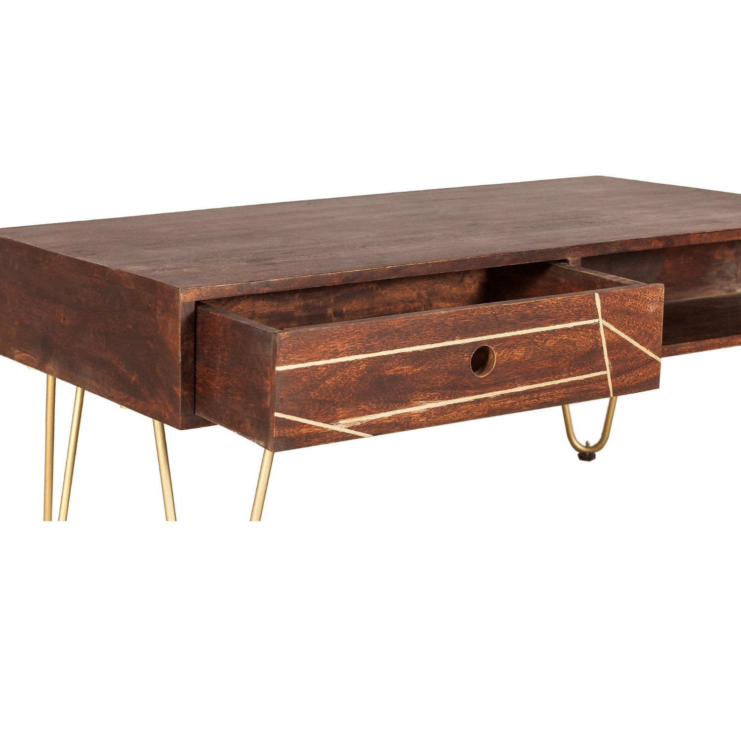Dark Gold Rectangular Coffee Table with Drawer - Image 6
