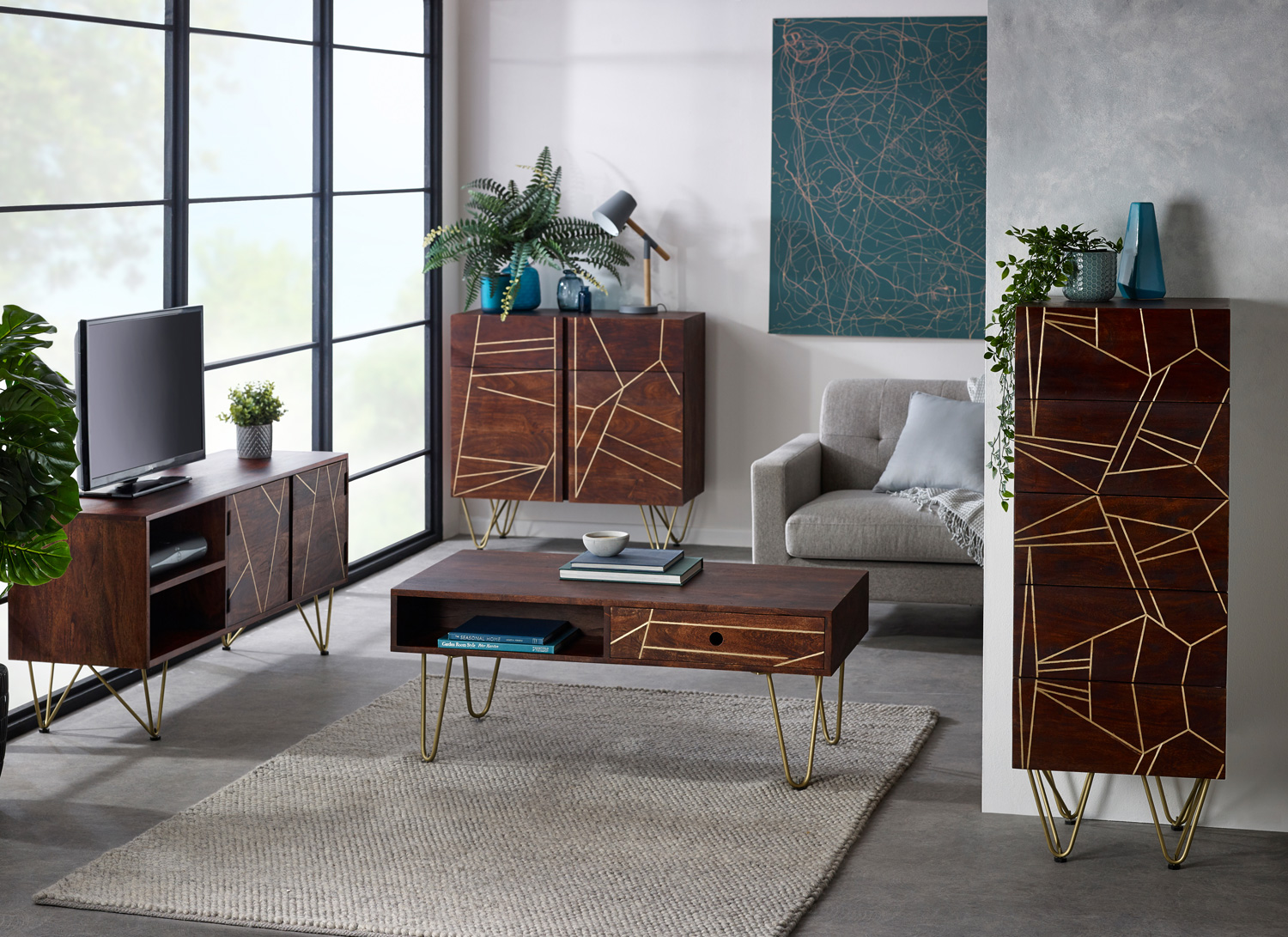 Dark Gold Tall Chest of Drawers - Image 7