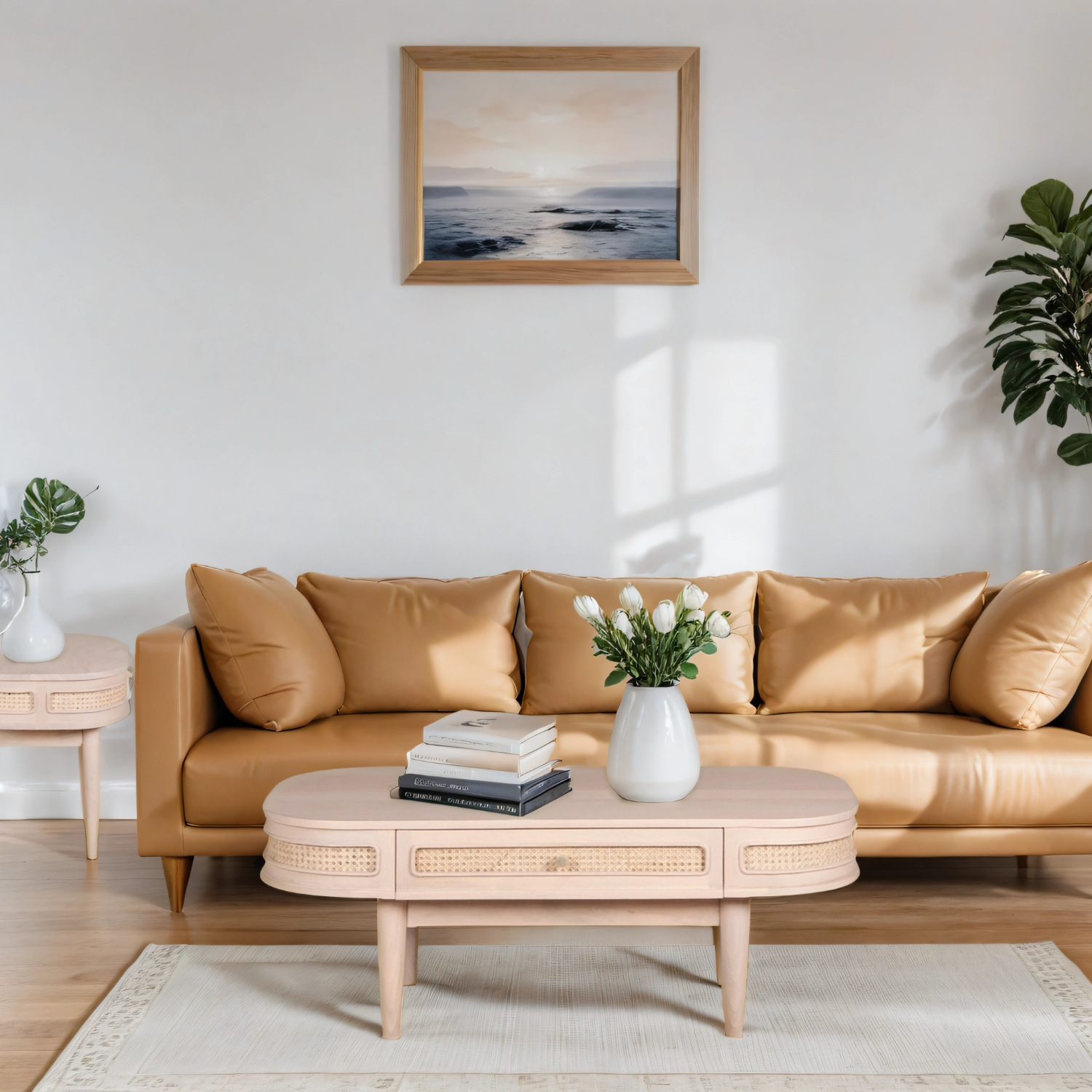 Valencia Cane & Mango Wood 1 Drawer Coffee Table - Image 6