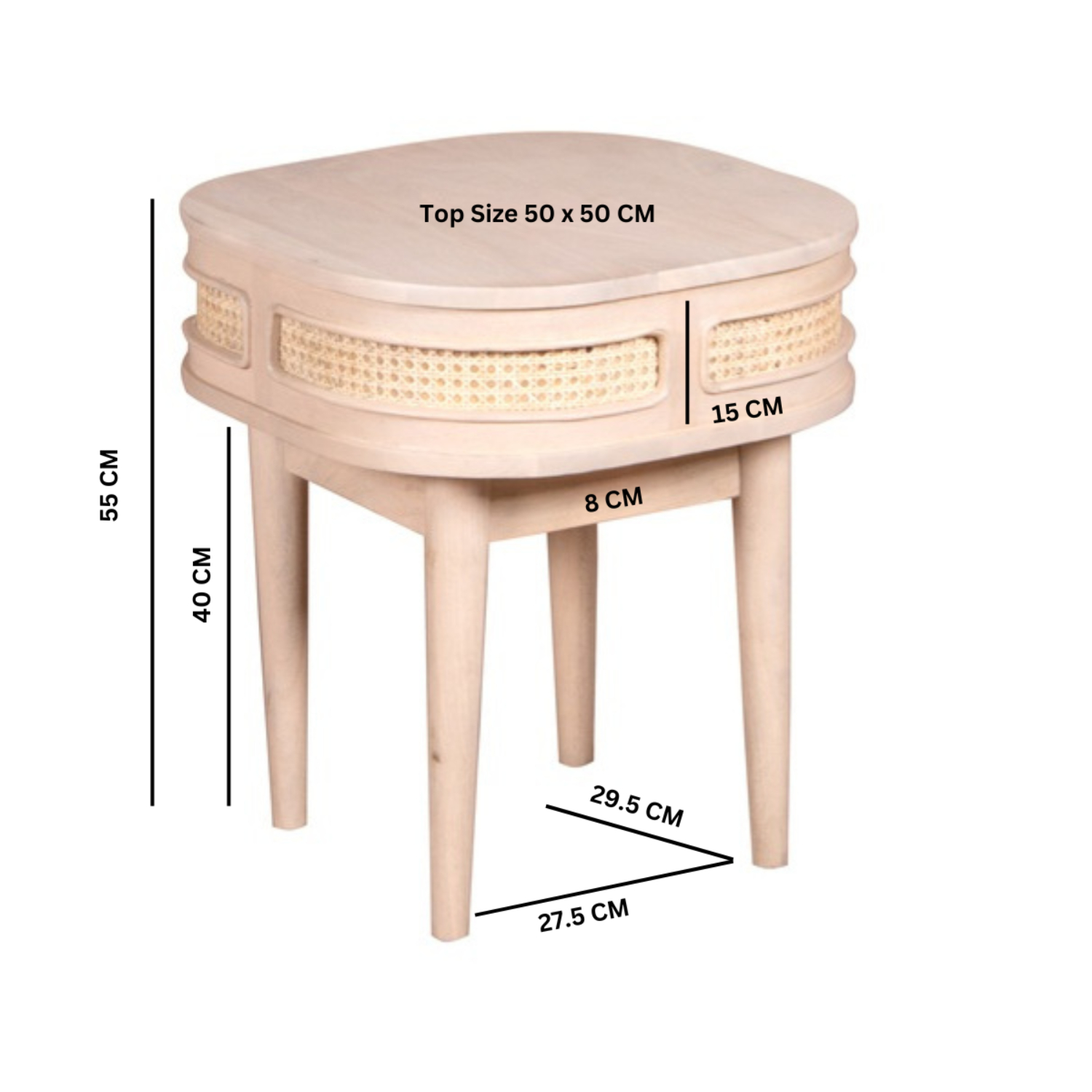 Valencia Cane & Mango Wood Bedside Table - Image 4