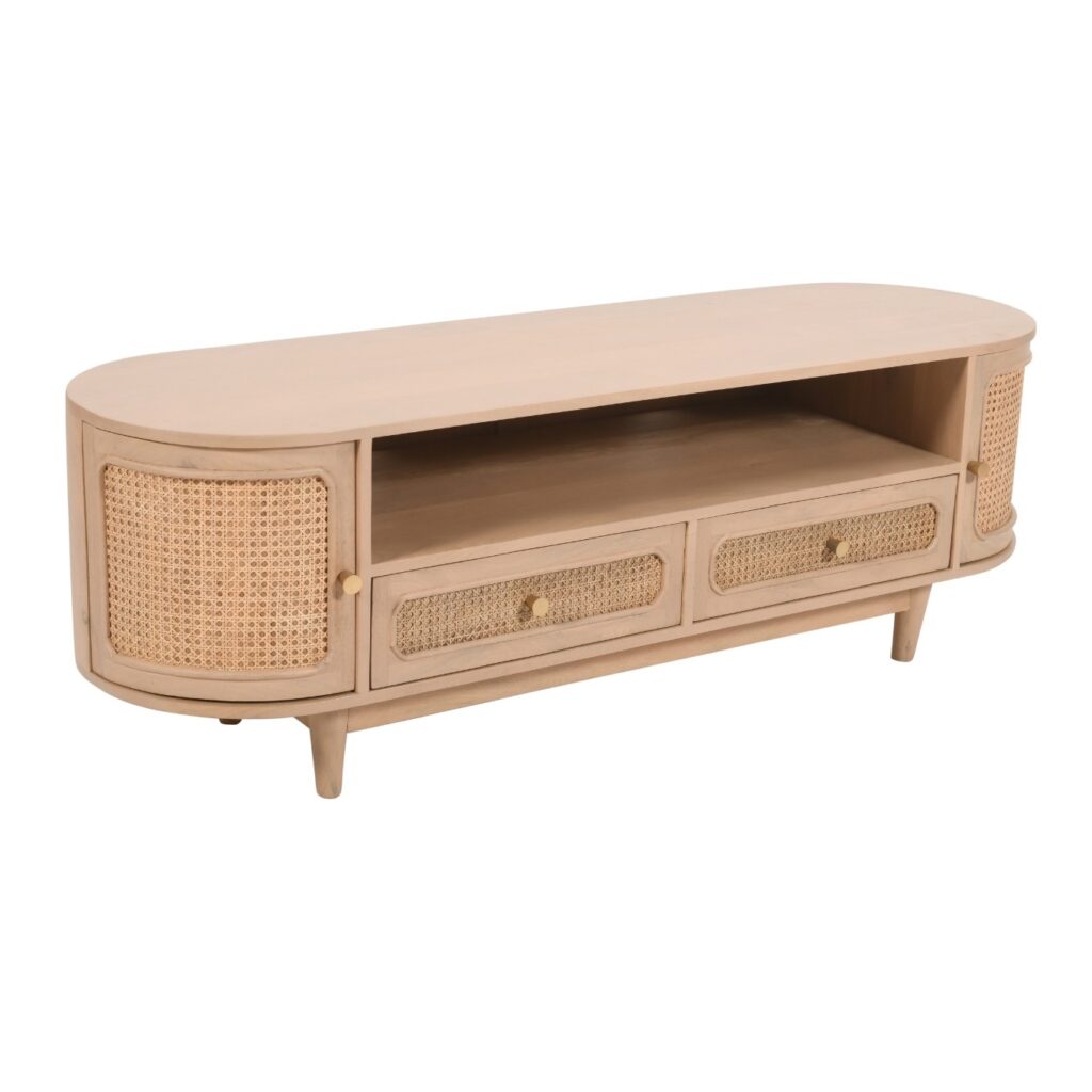 Valencia Cane & Mango Wood 2 Drawers TV Cabinet