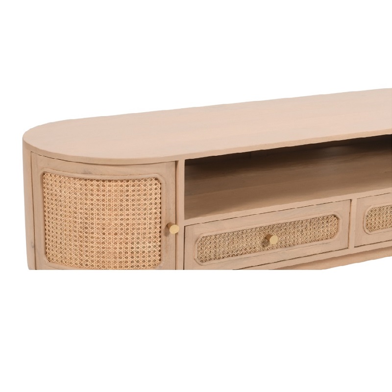 Valencia Cane & Mango Wood 2 Drawers TV Cabinet - Image 3