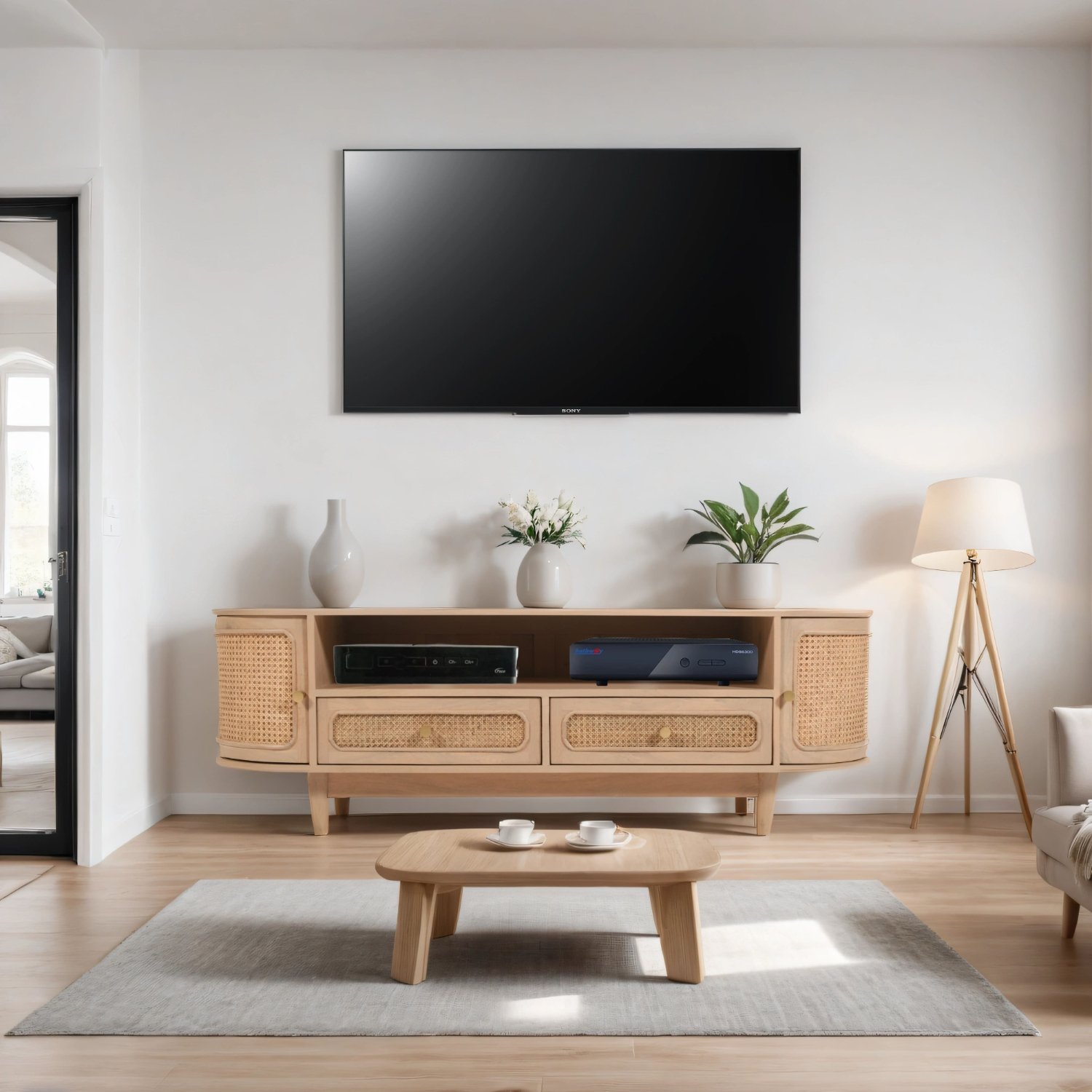 Valencia Cane & Mango Wood 2 Drawers TV Cabinet - Image 6
