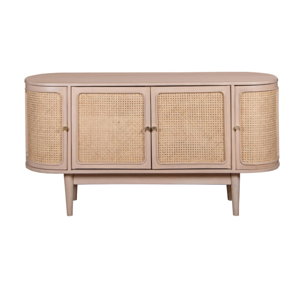 Valencia Cane & Mango Wood 4 Doors Sideboard