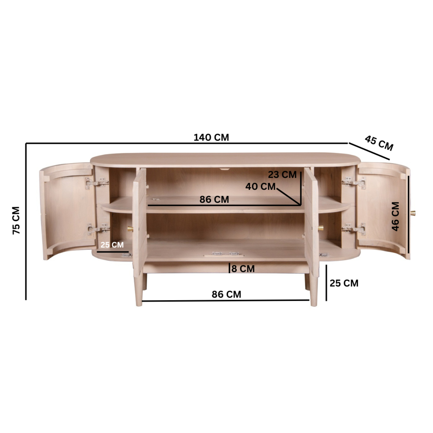 Valencia Cane & Mango Wood 4 Doors Sideboard - Image 5
