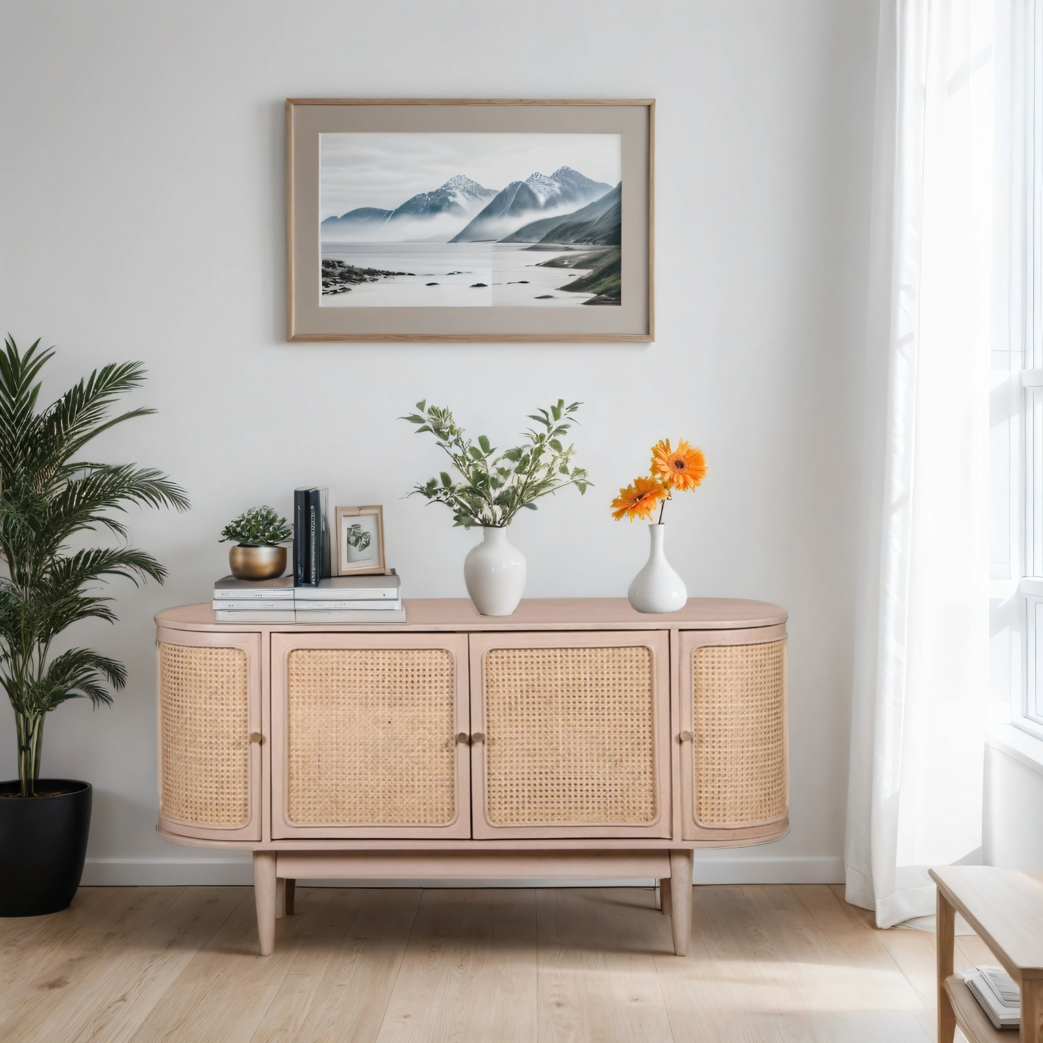 Valencia Cane & Mango Wood 4 Doors Sideboard - Image 6