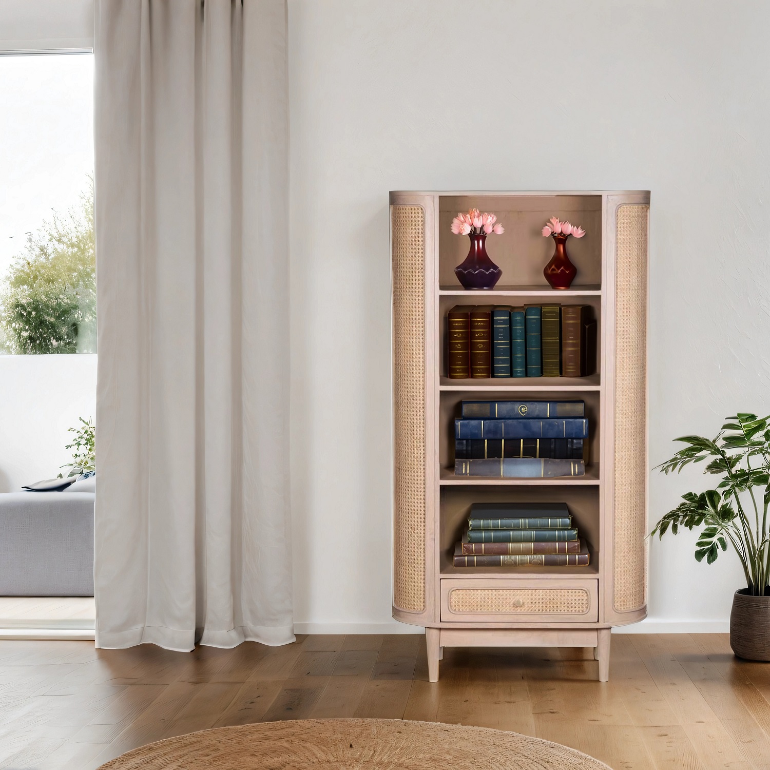 Valencia Cane & Mango Wood Bookcase - Image 5