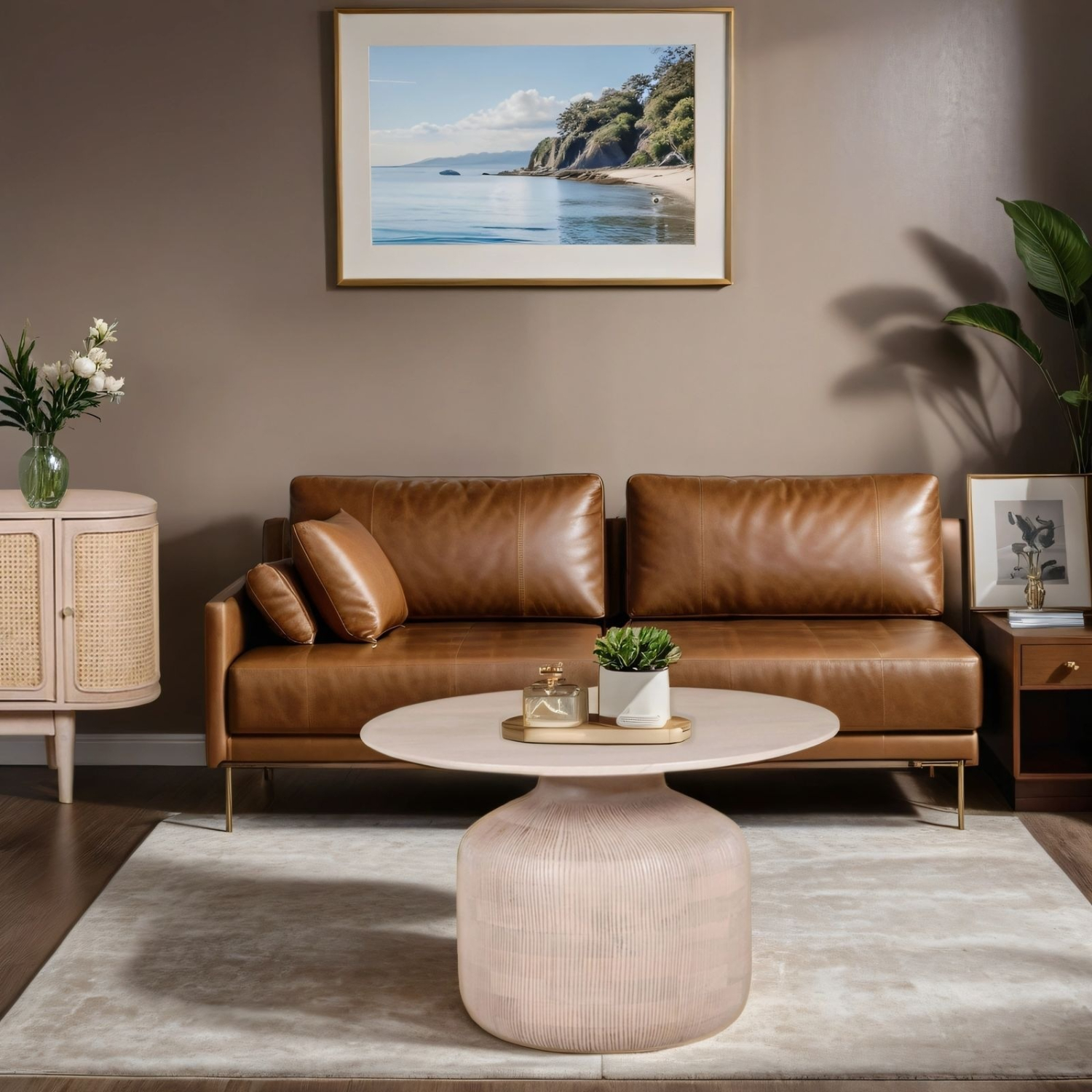 Valencia Cane & Mango Wood Round Coffee Table - Image 5