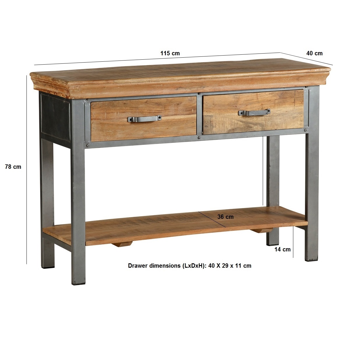 Metropolis Industrial 2 Drawer Console Table - Image 4